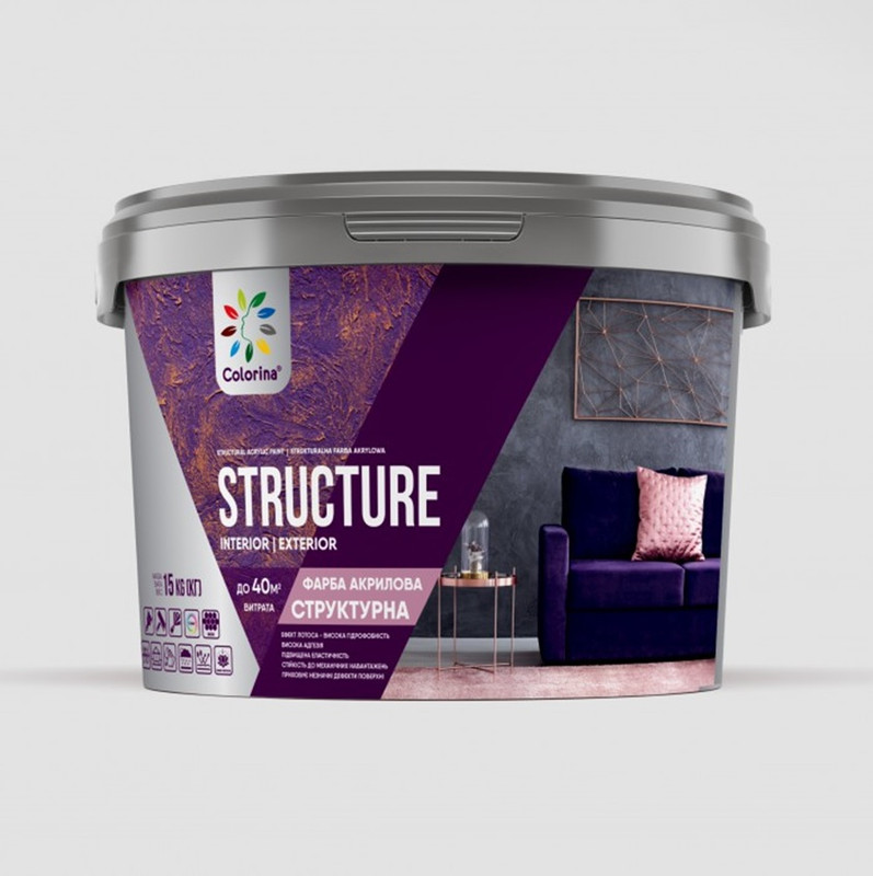 Фарба водоемульсійна COLORINA, білий мат, 8кг